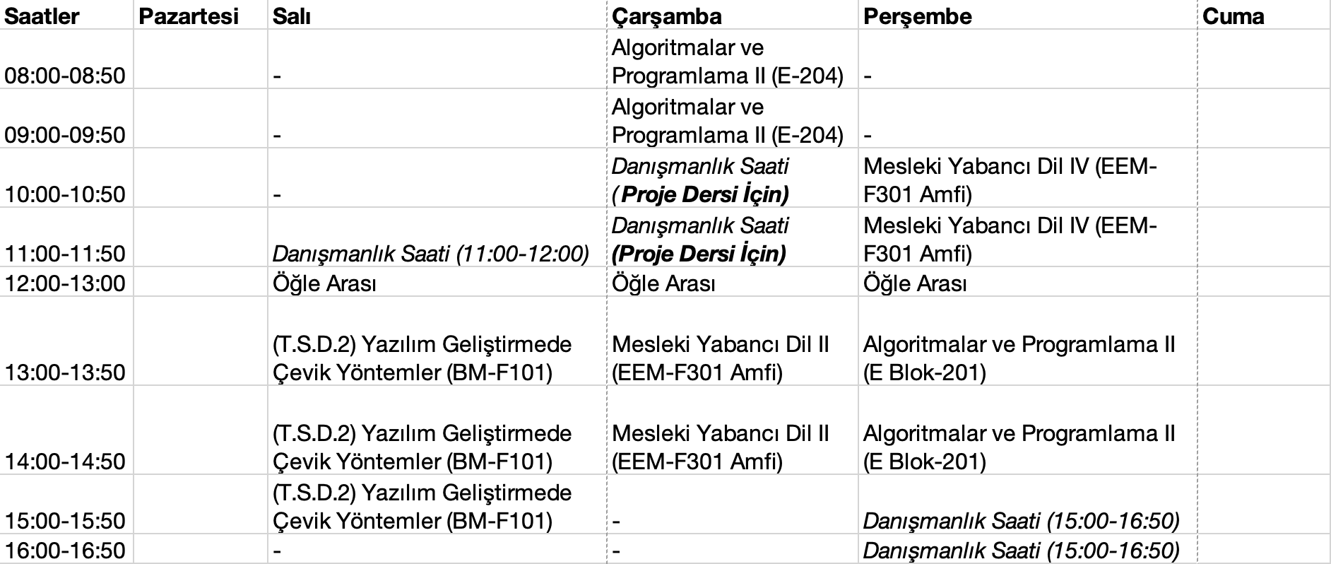 Schedule